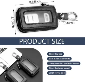 1 PC Car Key Chain Bag, Metal Hanging Buckle Key Bag, Car Remote Control Bag, Universal for Most Cars (Black)