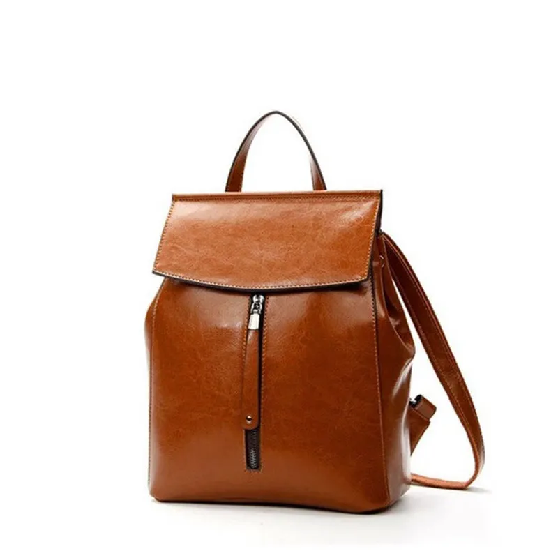 2025 new women's bags,  fashion genuine leather retro backpacks, oil wax cowhide backpacks, trendy school bags, Guangzhou wholesale