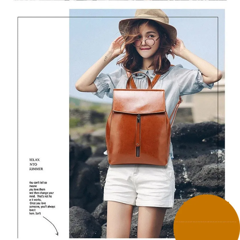 2025 new women's bags,  fashion genuine leather retro backpacks, oil wax cowhide backpacks, trendy school bags, Guangzhou wholesale