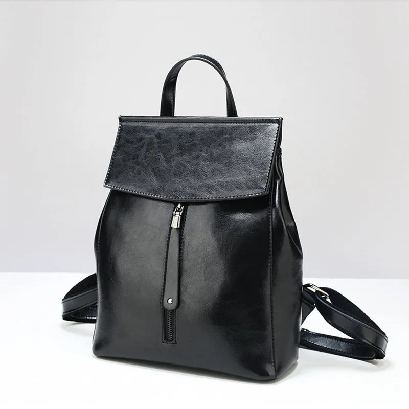 2025 new women's bags,  fashion genuine leather retro backpacks, oil wax cowhide backpacks, trendy school bags, Guangzhou wholesale