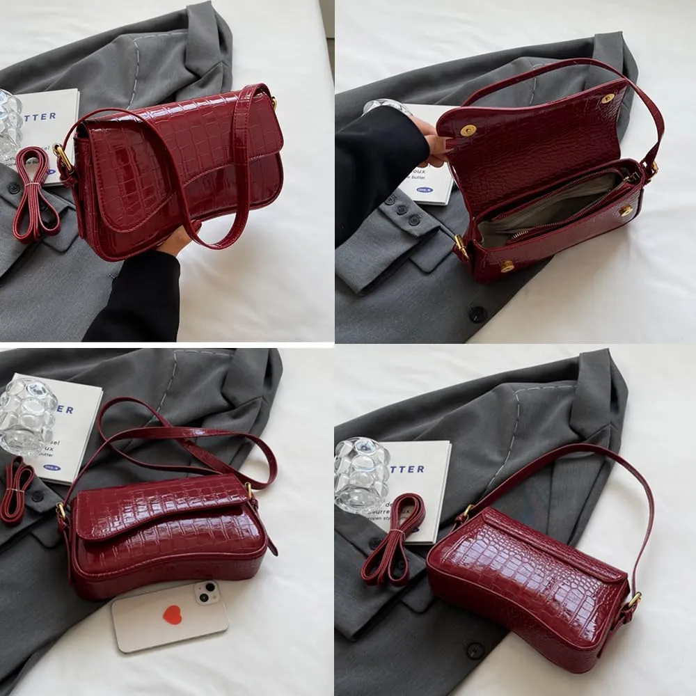 2025 Shoulder Bag for Women PU Leather Shoulder Purse Tote Bag Crossbody Purses for Women Trendy with 2 Removable Straps