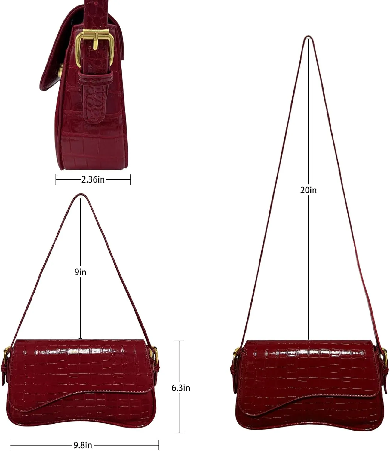 2025 Shoulder Bag for Women PU Leather Shoulder Purse Tote Bag Crossbody Purses for Women Trendy with 2 Removable Straps