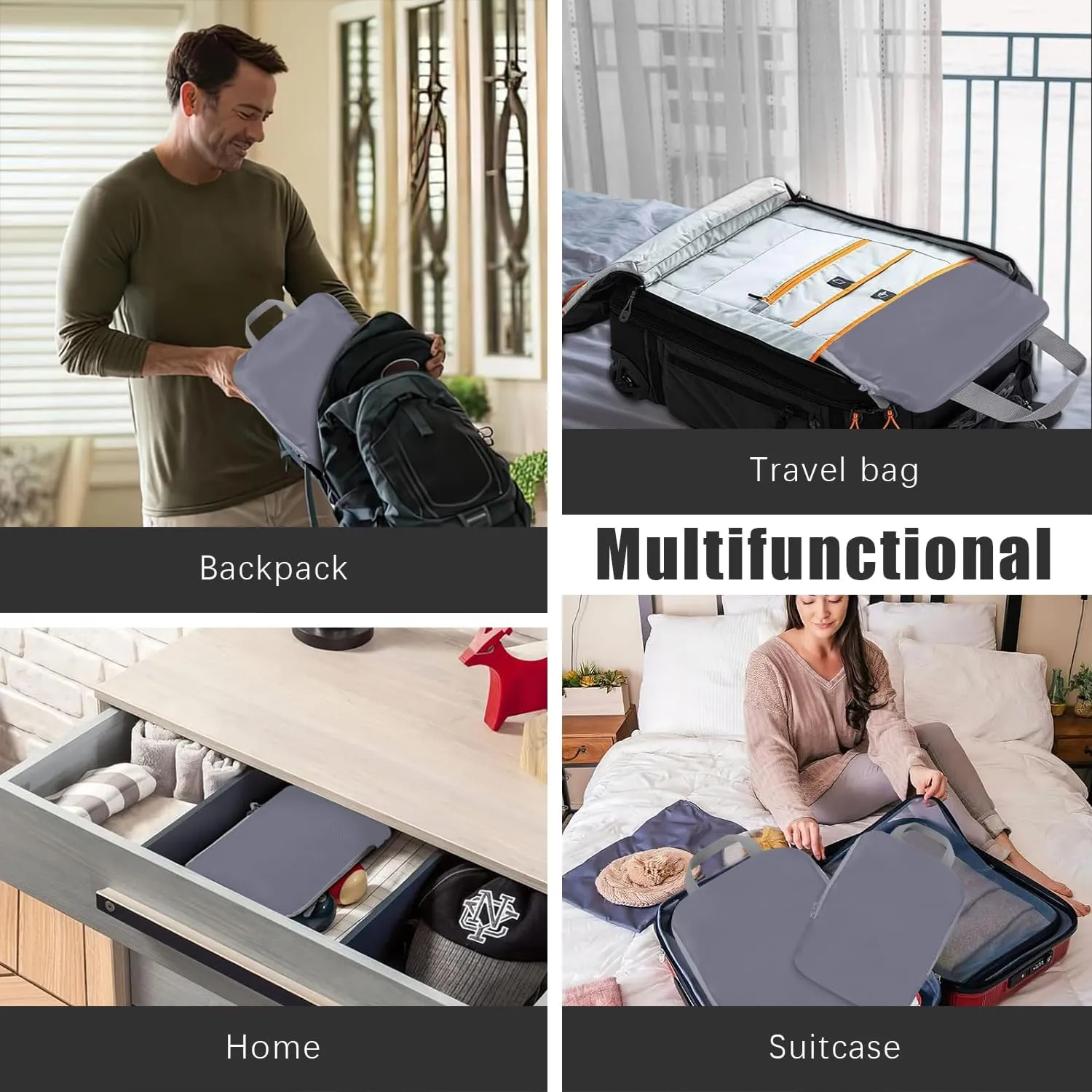 4 Set Compression Packing Cubes Travel - Travel Accessories Expandable Packing Organizers for Carry On - Essentials Luggage Travel Bags