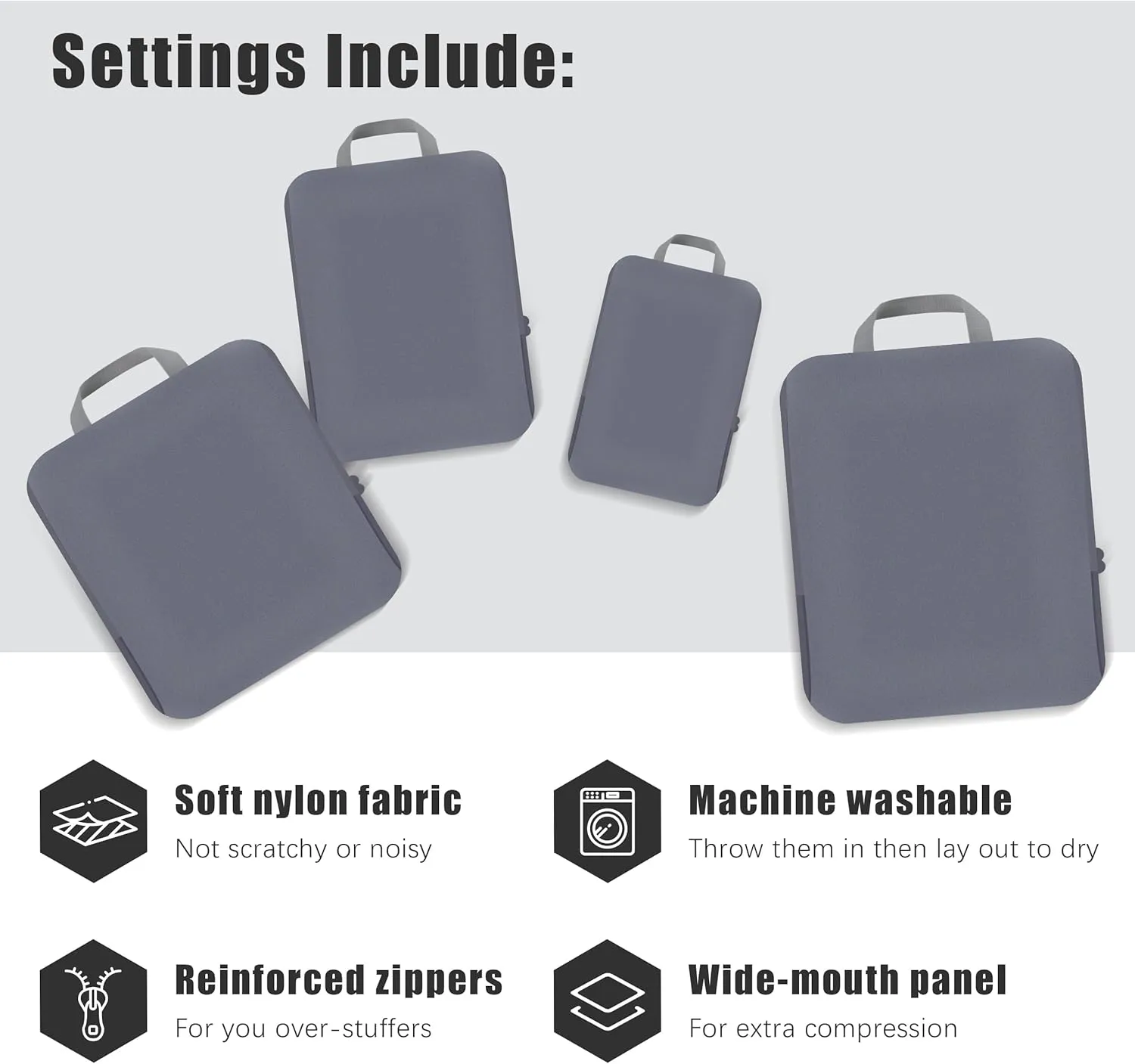 4 Set Compression Packing Cubes Travel - Travel Accessories Expandable Packing Organizers for Carry On - Essentials Luggage Travel Bags