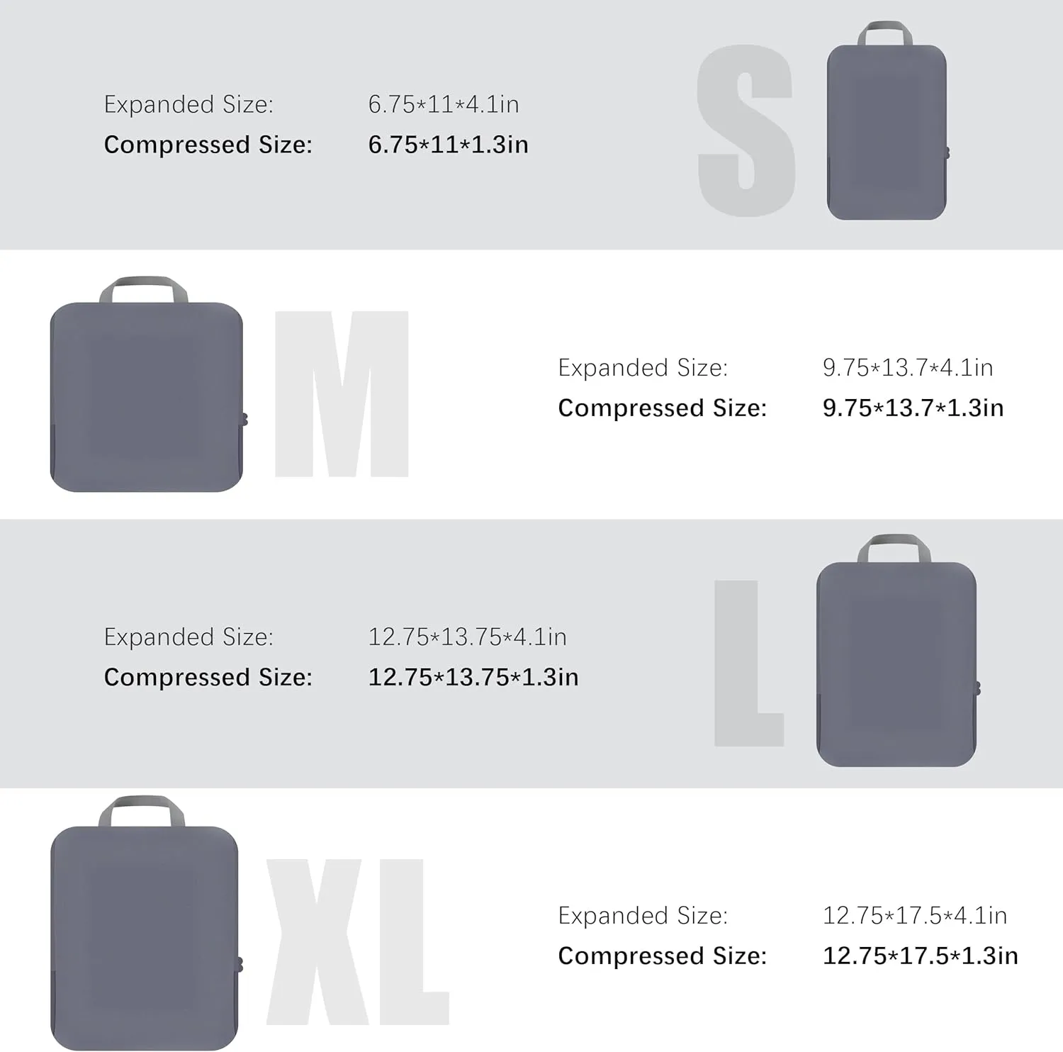 4 Set Compression Packing Cubes Travel - Travel Accessories Expandable Packing Organizers for Carry On - Essentials Luggage Travel Bags