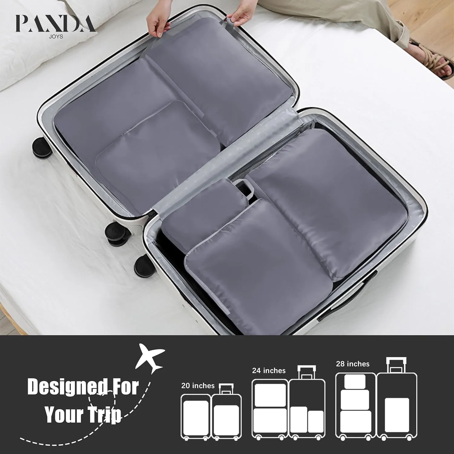 4 Set Compression Packing Cubes Travel - Travel Accessories Expandable Packing Organizers for Carry On - Essentials Luggage Travel Bags