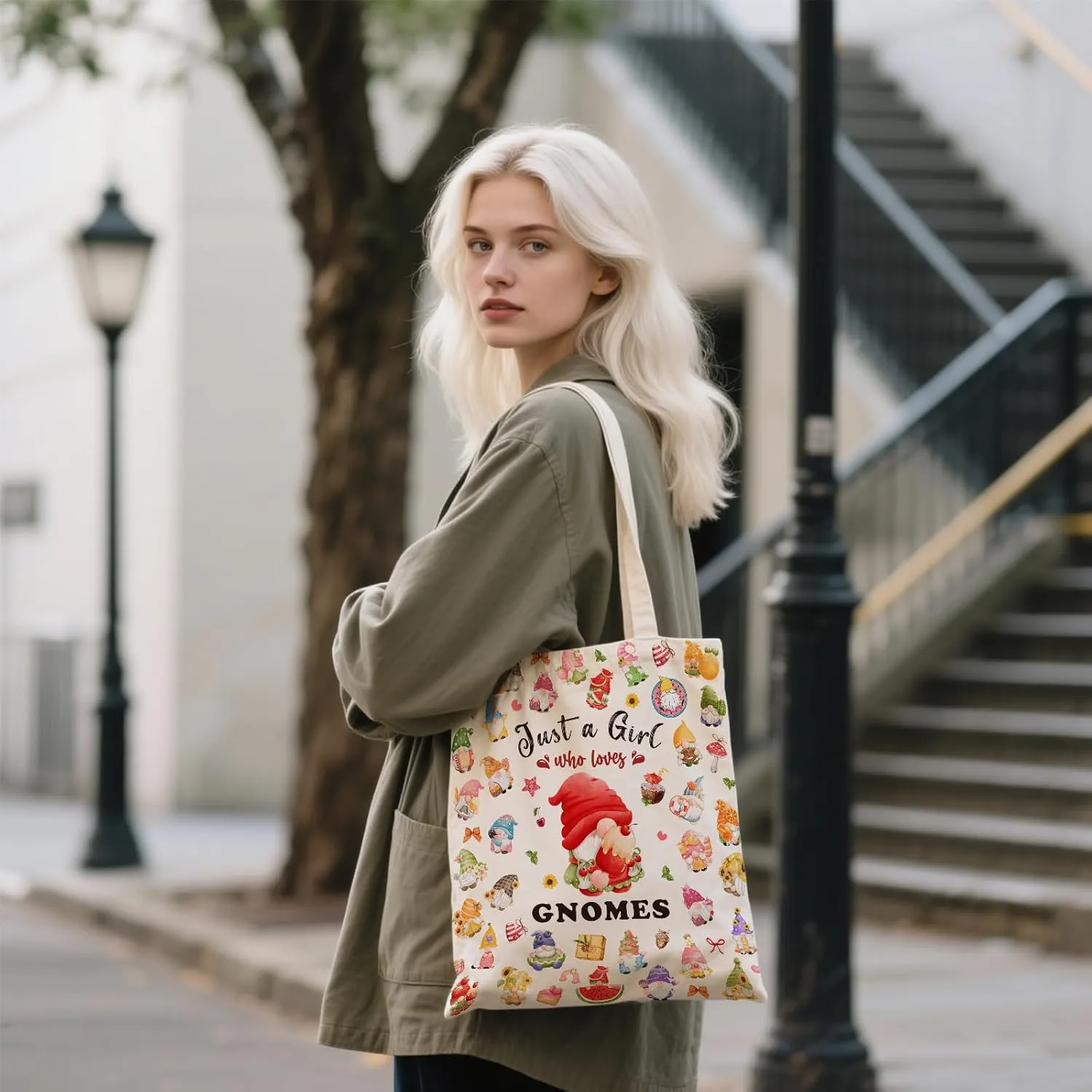 Aesthetic Canvas Tote Bag for Women - with Magnetic Snap Closure & Zipper Inner Pocket Reusable Totes Bag