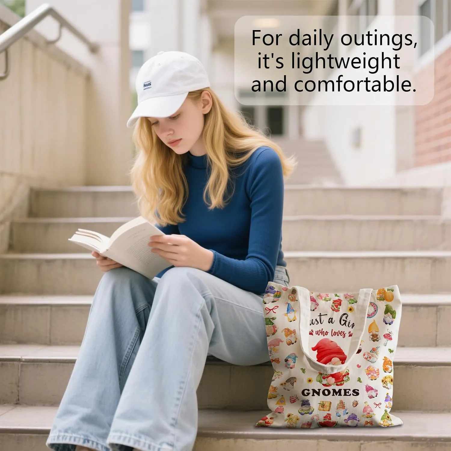 Aesthetic Canvas Tote Bag for Women - with Magnetic Snap Closure & Zipper Inner Pocket Reusable Totes Bag