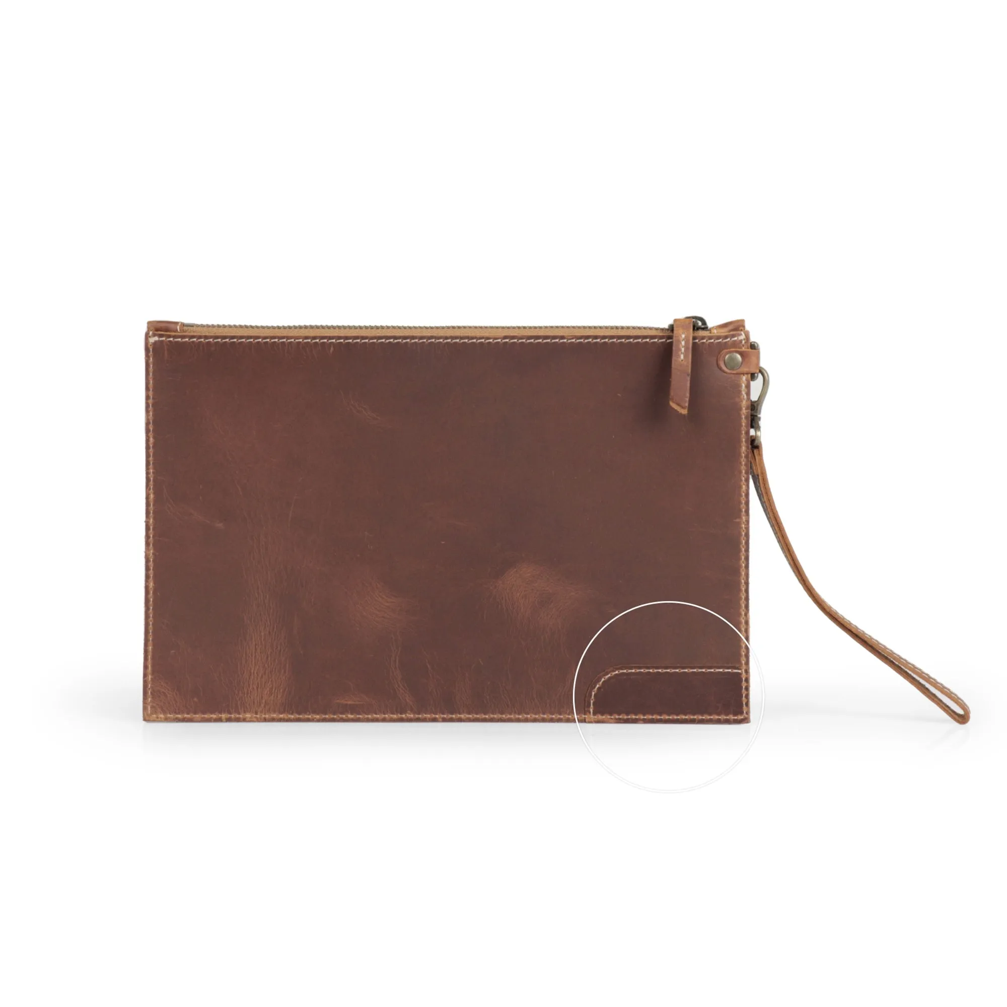 Almost Perfect | Laberge Leather Zippered Clutch with Wristlet