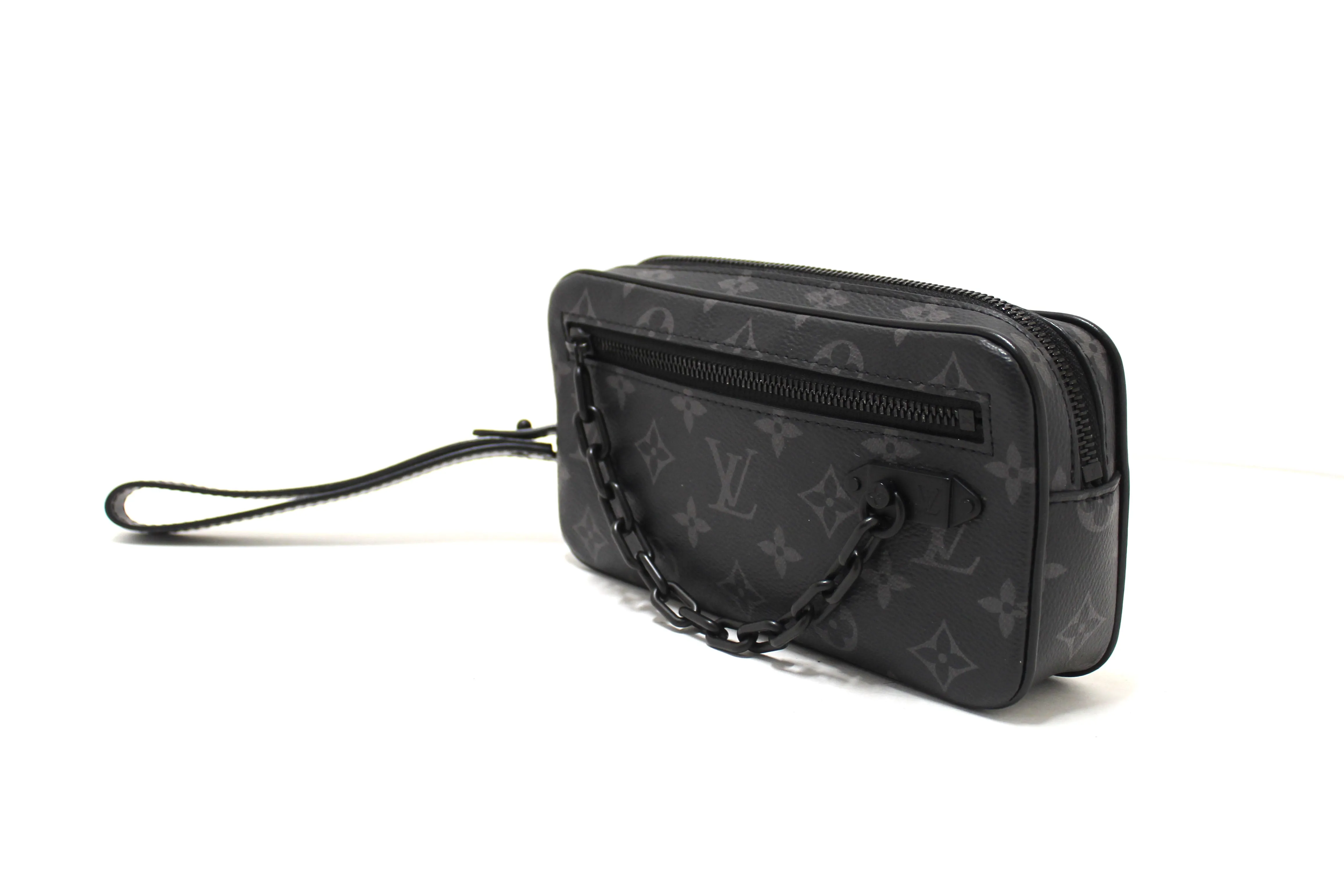 Authentic Louis Vuitton Monogram Eclipse Volga Pochette Clutch Bag
