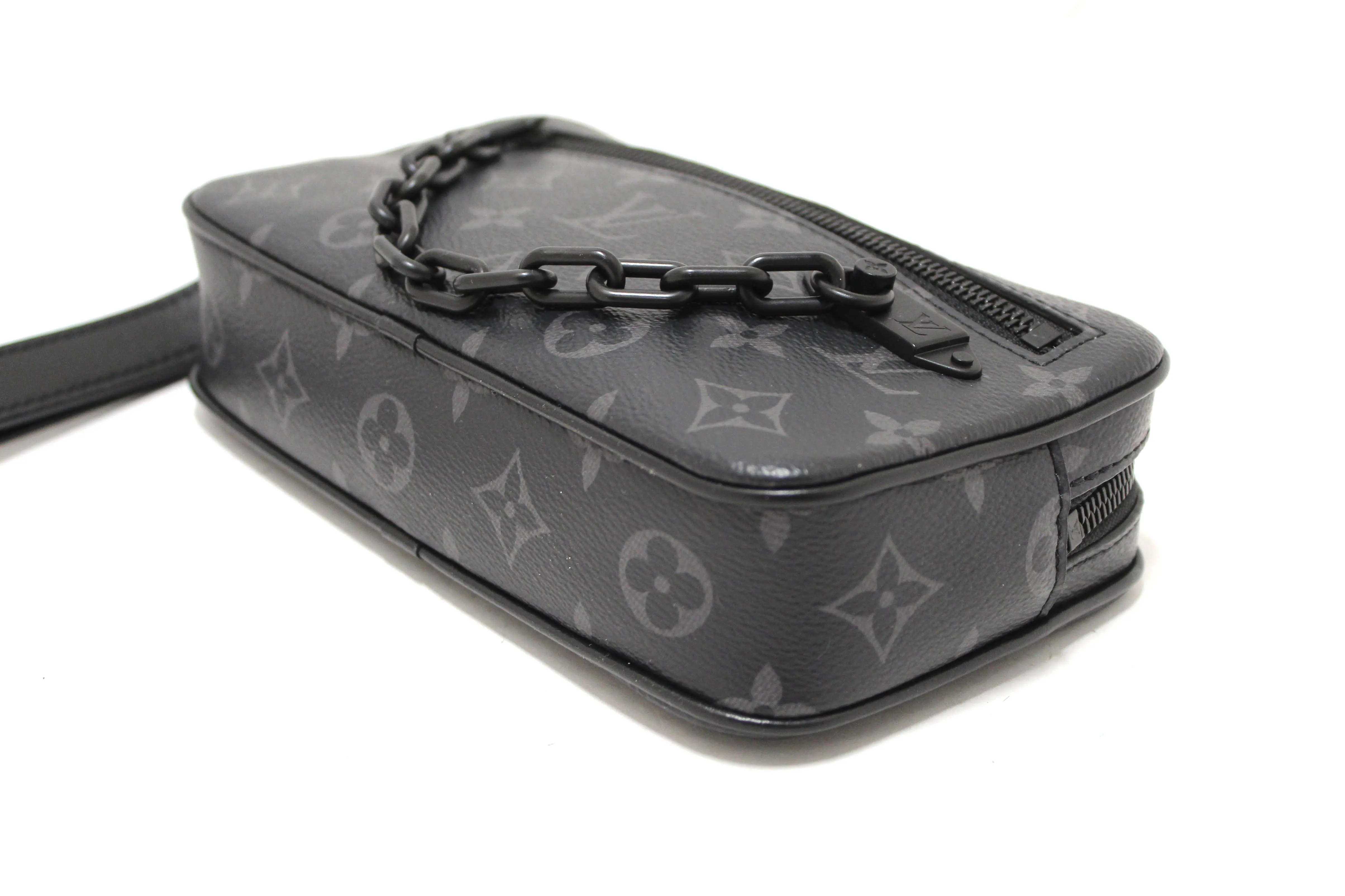 Authentic Louis Vuitton Monogram Eclipse Volga Pochette Clutch Bag