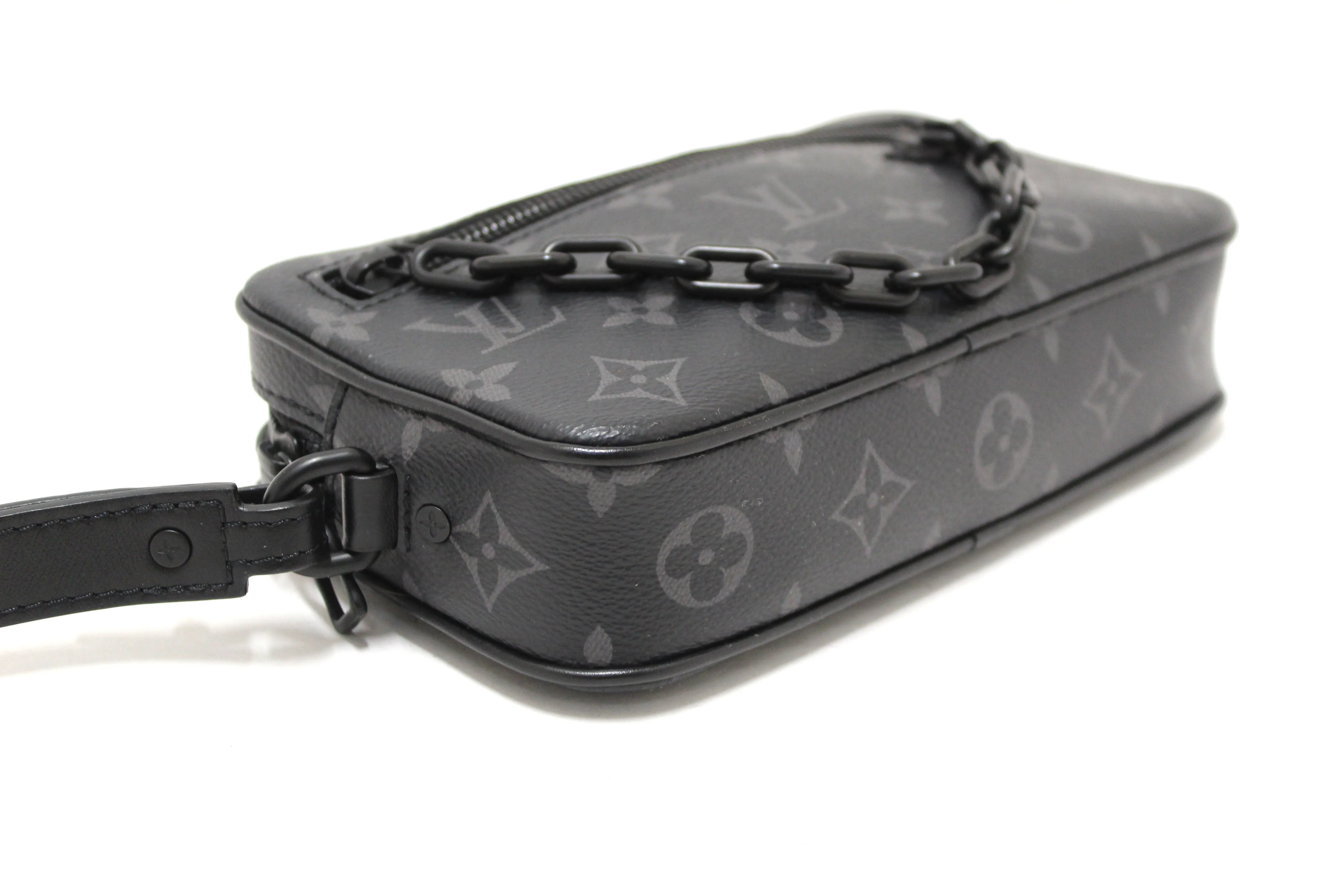Authentic Louis Vuitton Monogram Eclipse Volga Pochette Clutch Bag