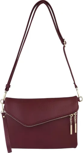 B BRENTANO Fold-Over Envelope Wristlet Clutch Crossbody Bag with Tassel Accents