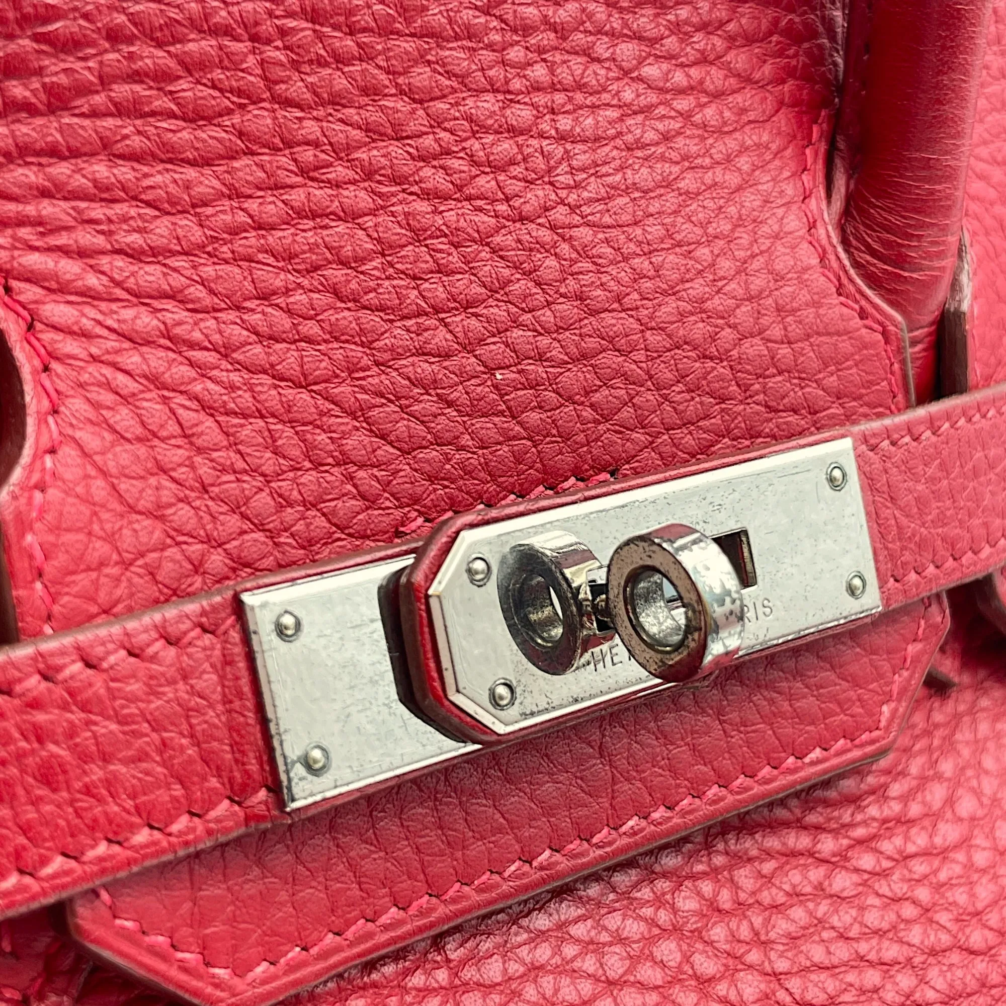 Birkin 30 Rouge Vif in Clemence, Silver hardware