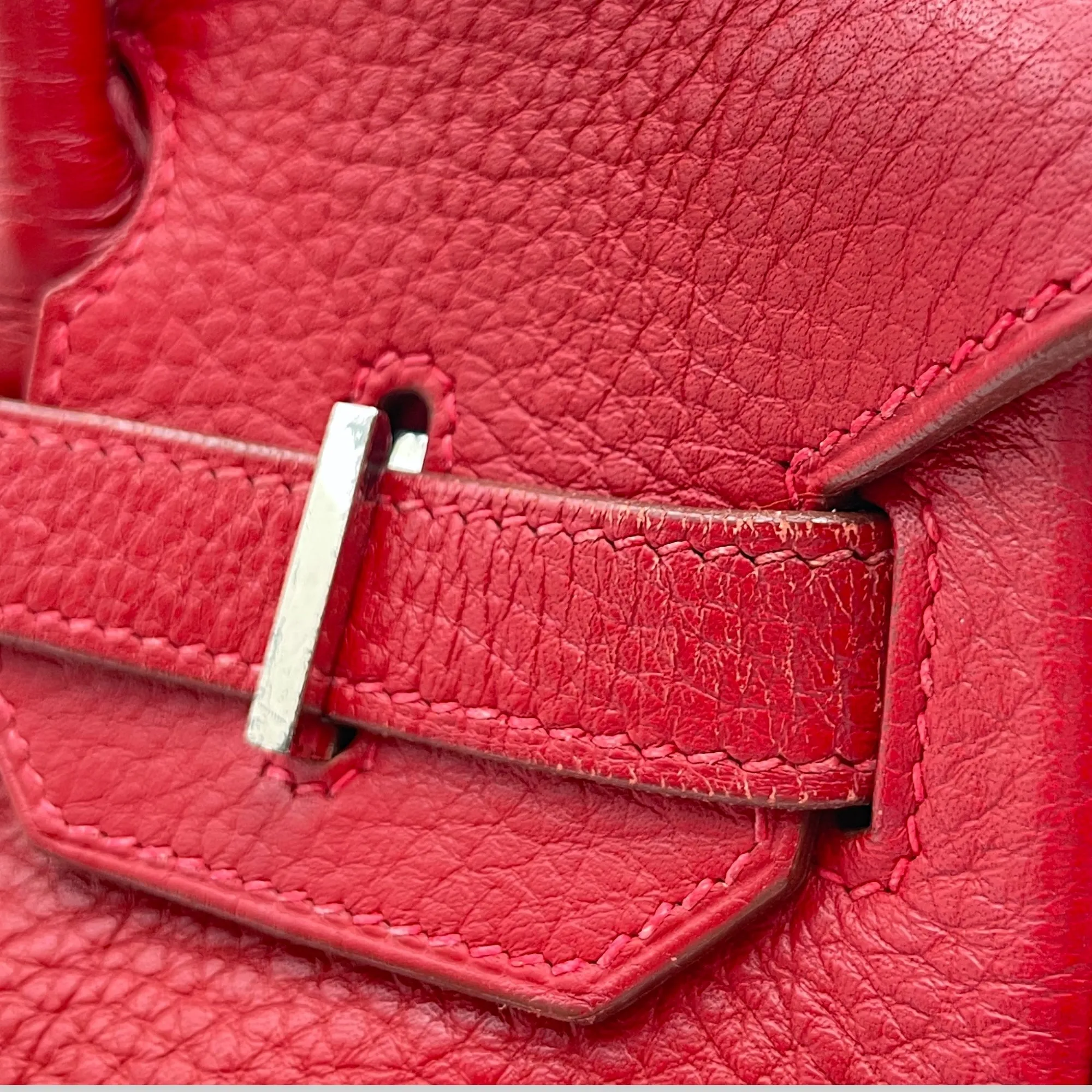 Birkin 30 Rouge Vif in Clemence, Silver hardware