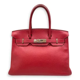 Birkin 30 Rouge Vif in Clemence, Silver hardware