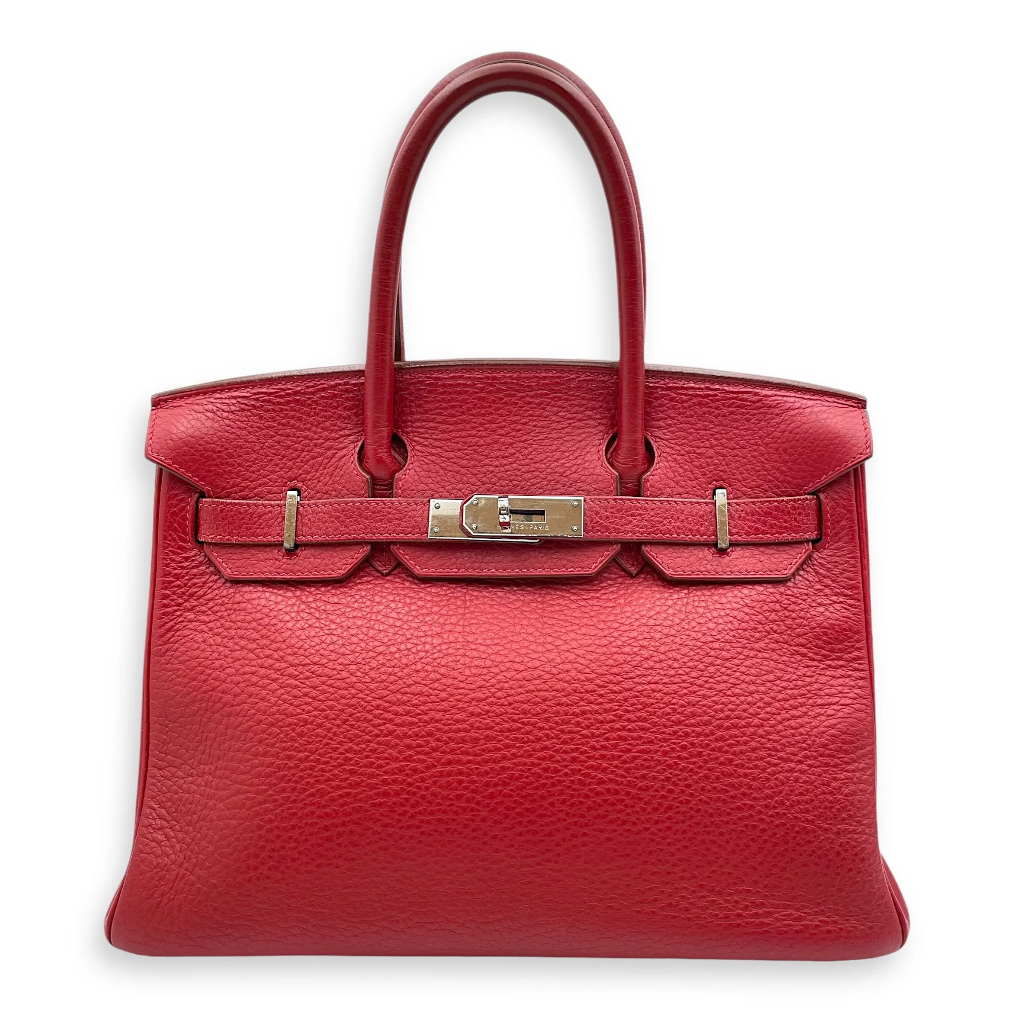 Birkin 30 Rouge Vif in Clemence, Silver hardware