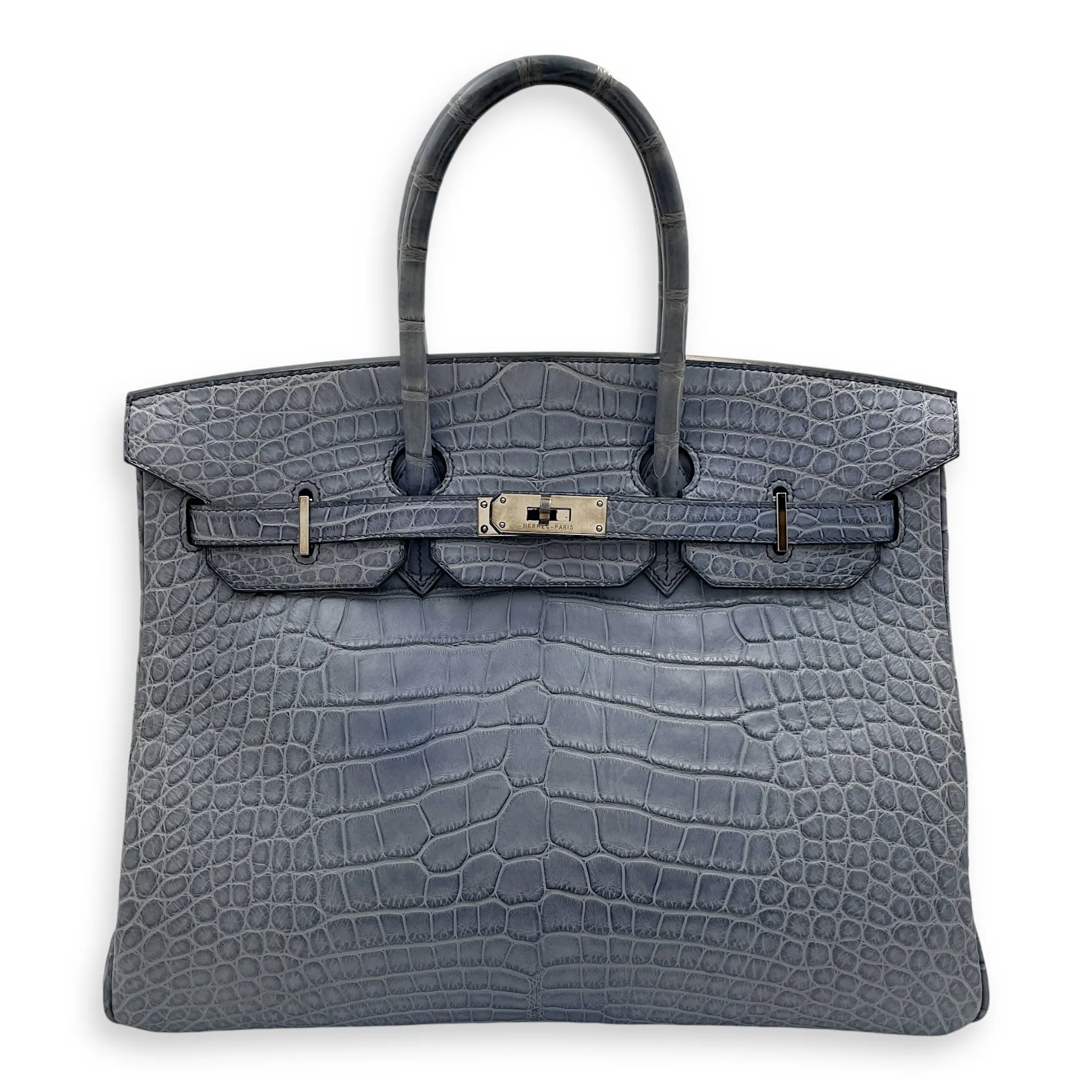 Birkin 35 Blue Brighton in Matte Alligator, Palladium hardware