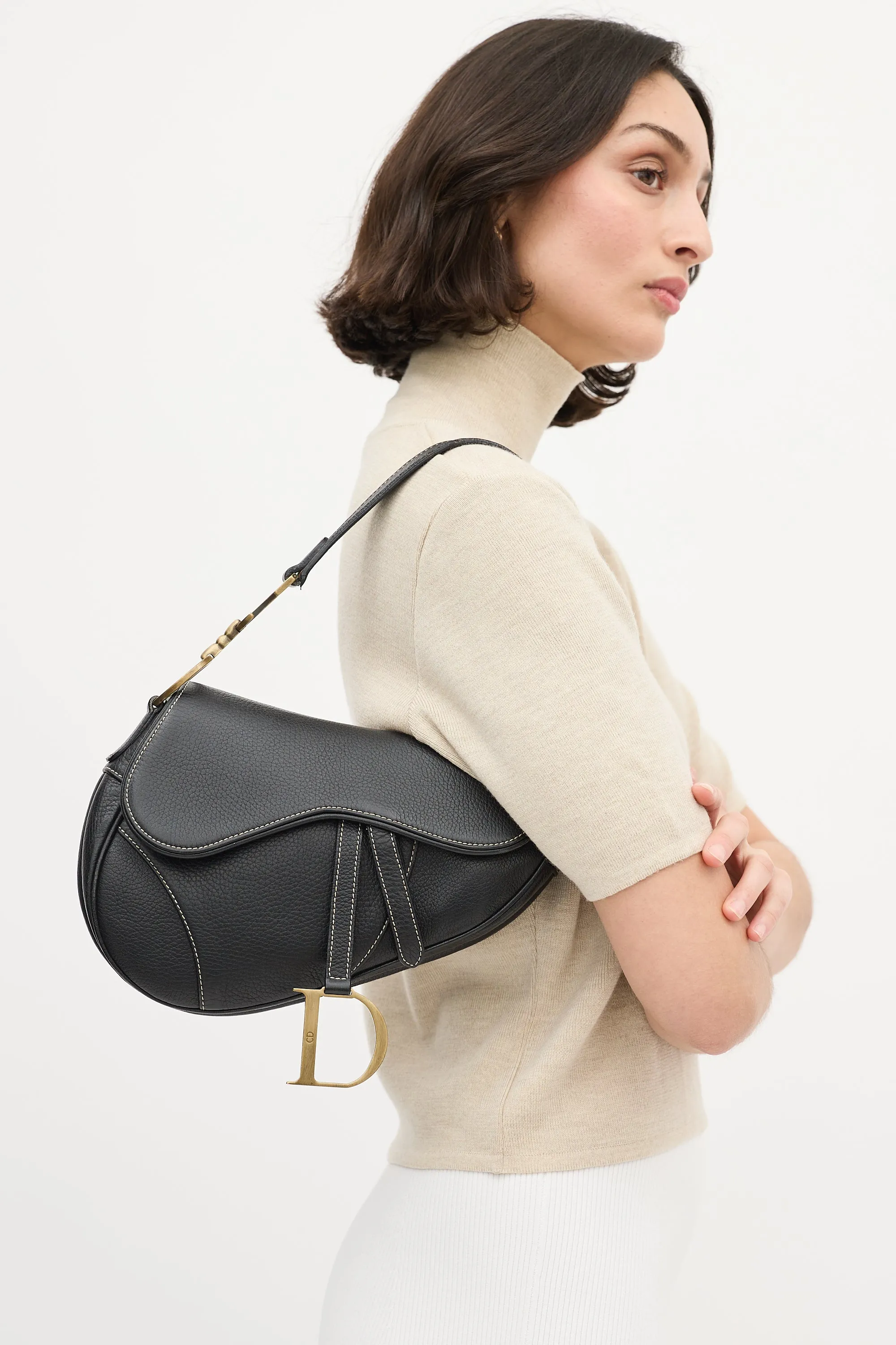 Black Leather Saddle Bag