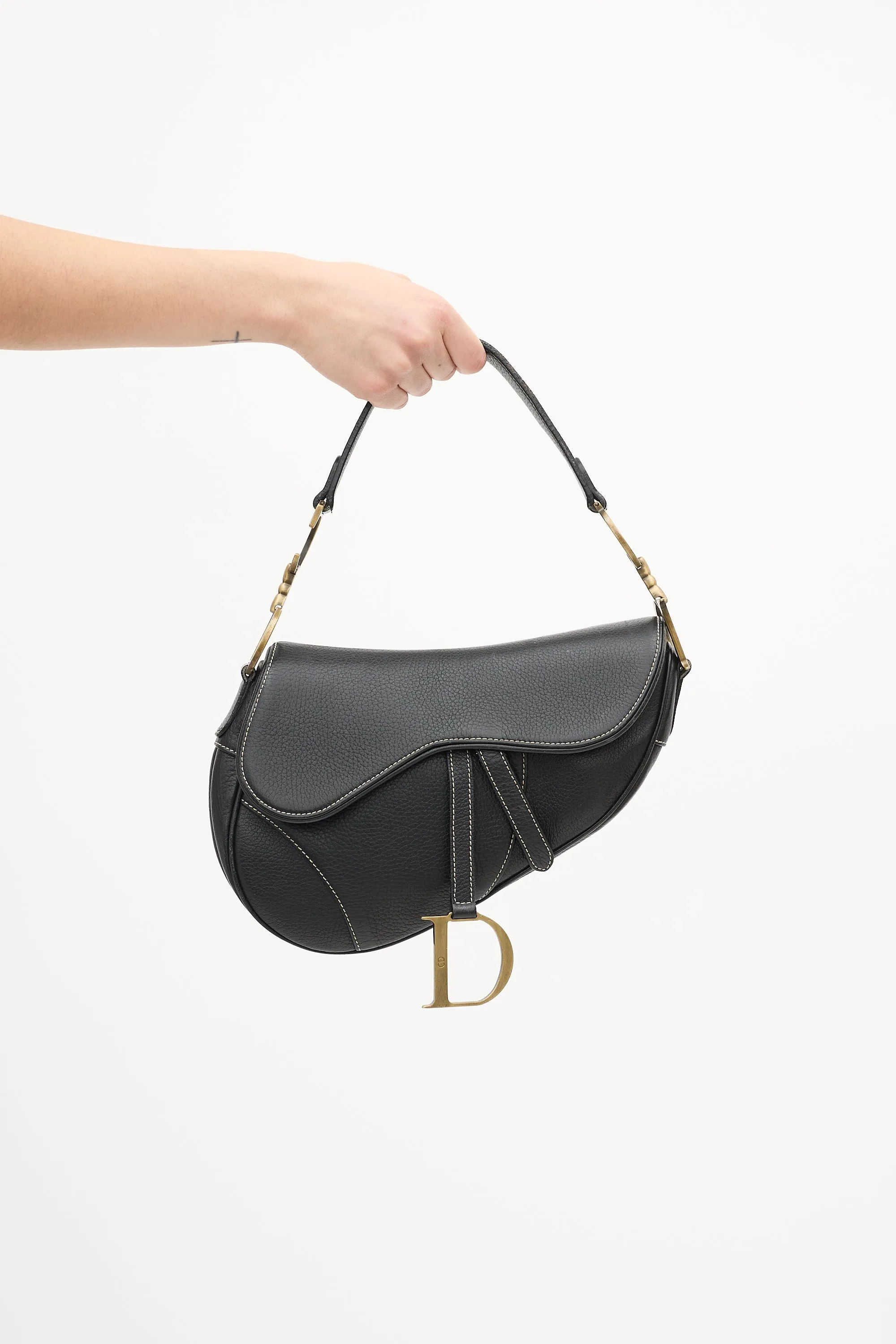 Black Leather Saddle Bag
