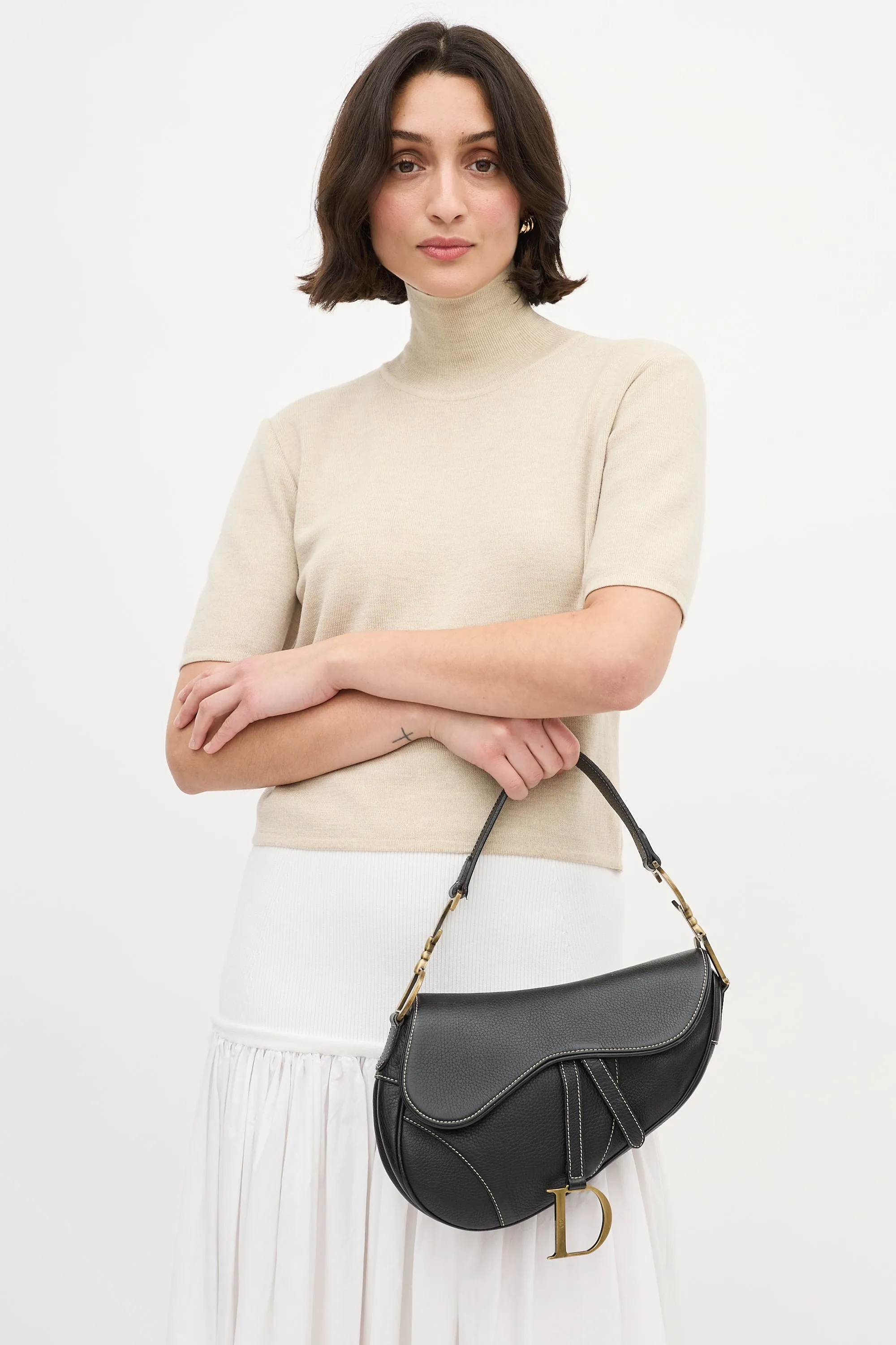 Black Leather Saddle Bag