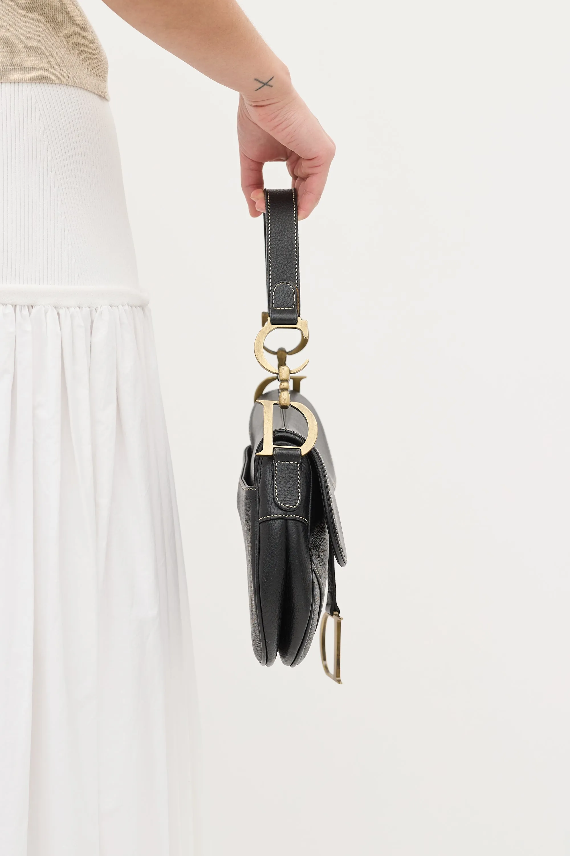 Black Leather Saddle Bag