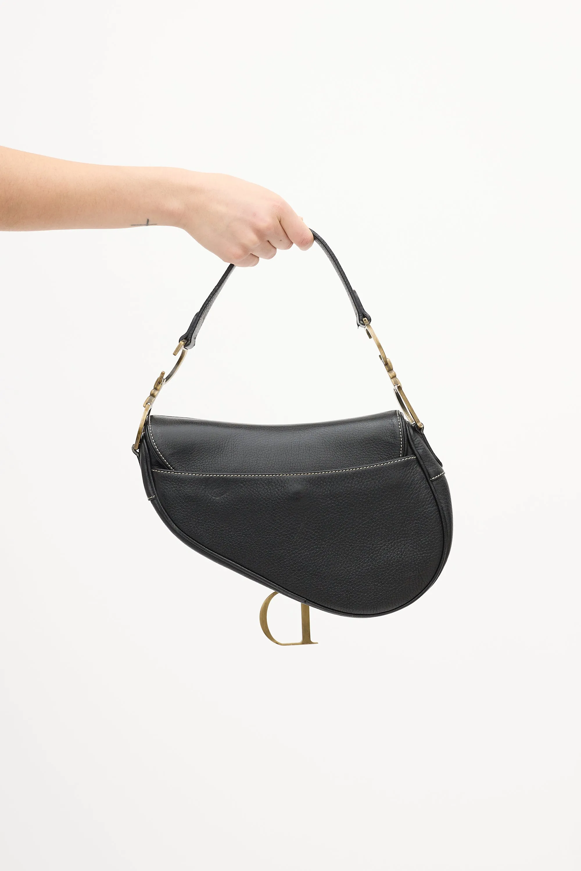 Black Leather Saddle Bag