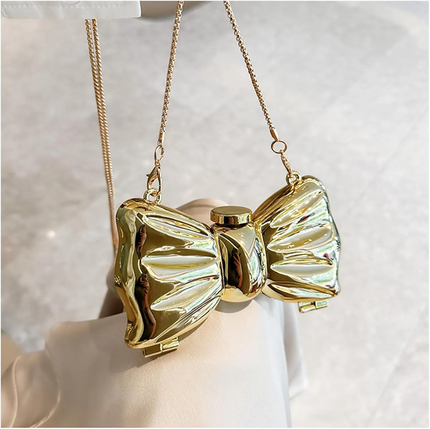 Bow Purse for Women Mini Bow Flower Clutch Purse Crossbody Cute Clutch Y2k Bow Metallic Small Party Mirror Handbag
