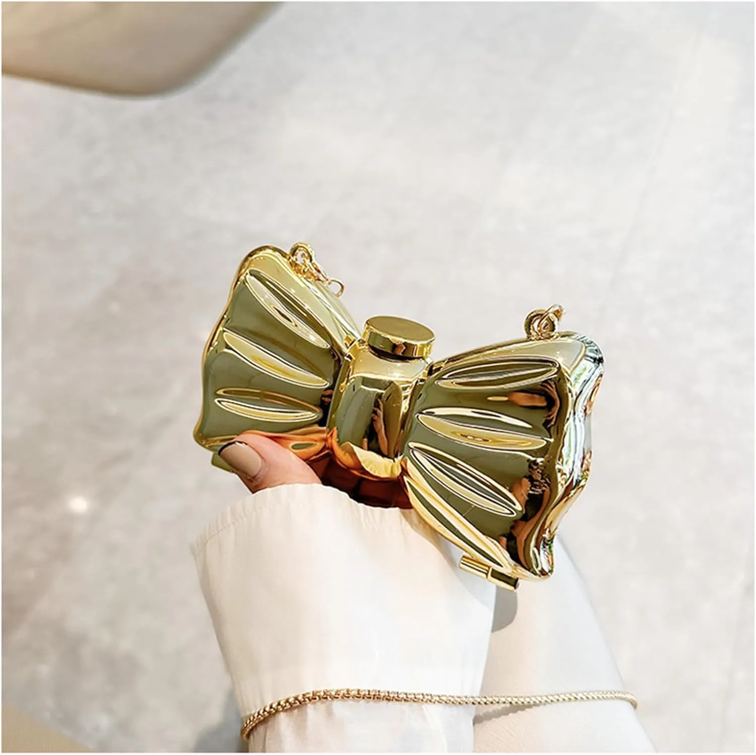 Bow Purse for Women Mini Bow Flower Clutch Purse Crossbody Cute Clutch Y2k Bow Metallic Small Party Mirror Handbag