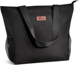 Buringer Large Waterproof Beach Bag for Women Sandproof Tote Bag with Zipper and Pockets Pool Bag for Travel Gym Vacation