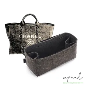 Chanel Deauville Canvas Tote Organizer Insert, Bag Organizer with Double Bottle and Pen Holders