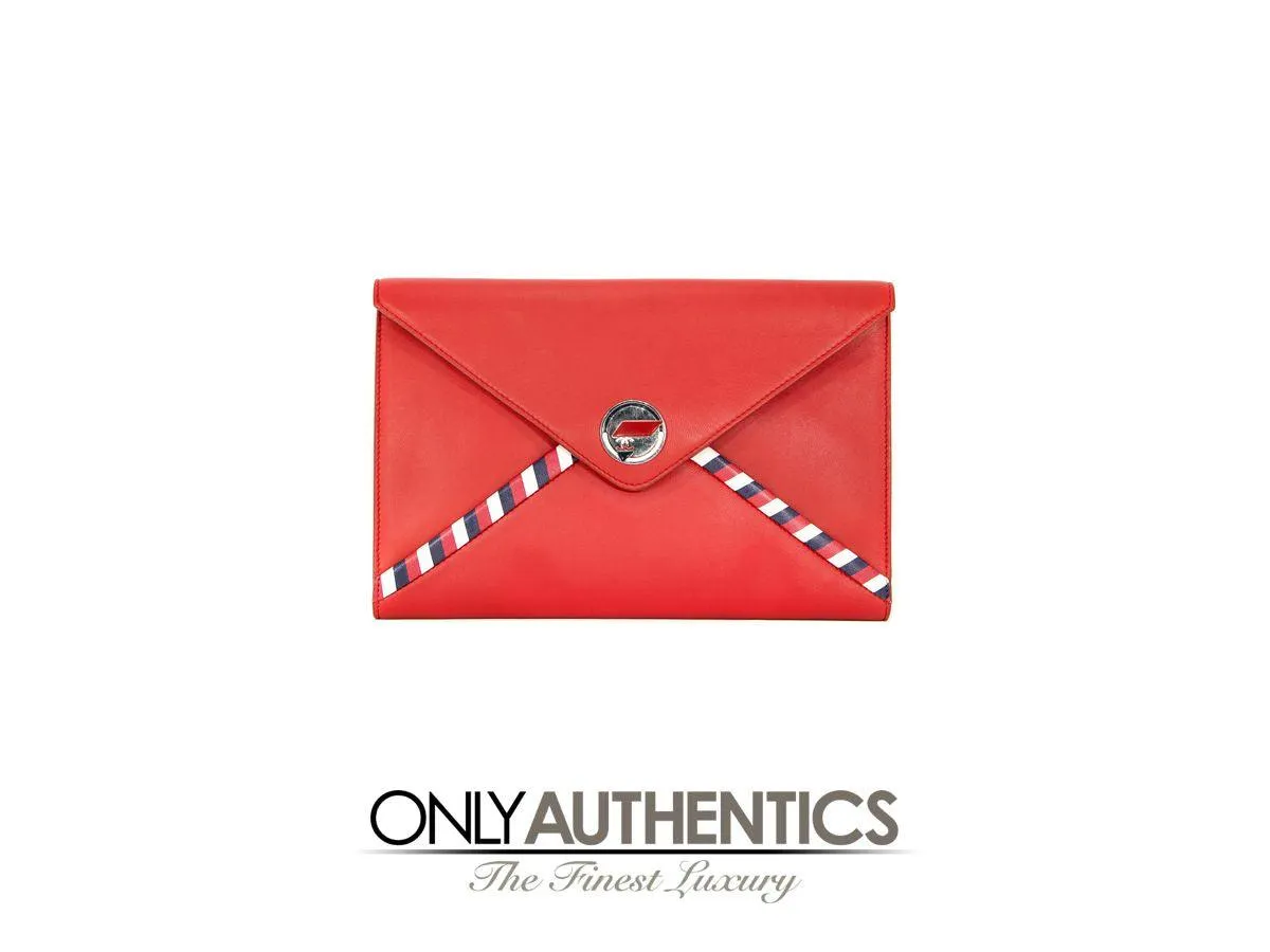 Chanel Red Lambskin Airlines Envelope Clutch