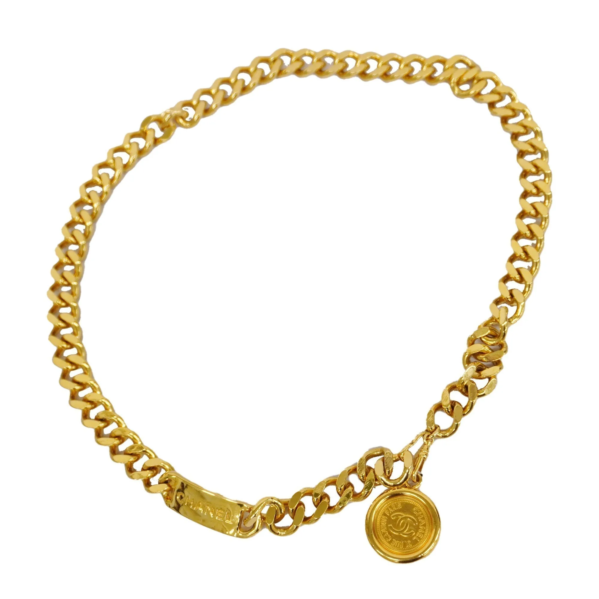 Chanelauth  Chain Belt Gold Metal Women's Chain Belt