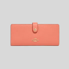 Coach Crossgrain Leather Slim Wallet Light Coral CH410
