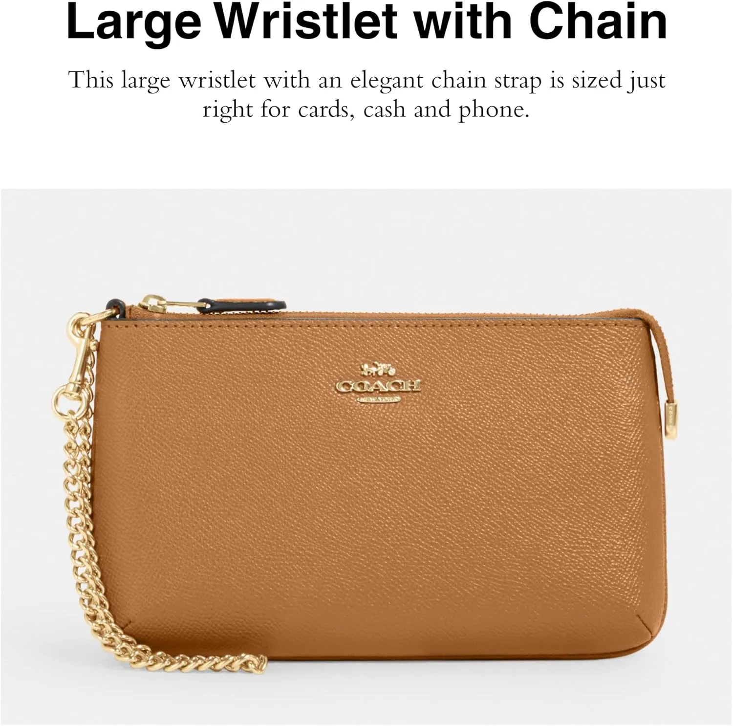Coach Women's Crossgrain Leather Wristlet W Chain