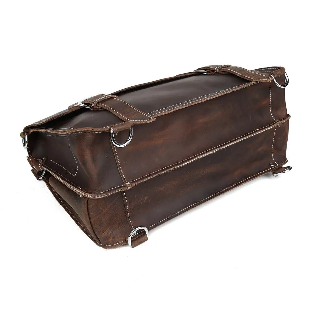 Coffee Leather Shoulder Messenger Bag