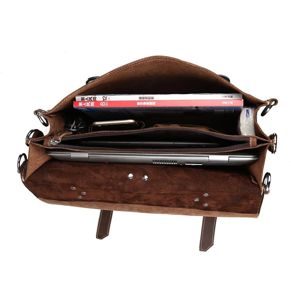 Coffee Leather Shoulder Messenger Bag