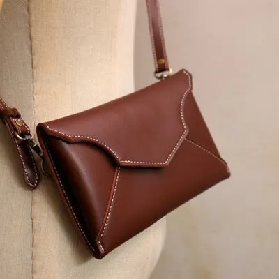 Cute Black LEATHER Envelope WOMEN SHOULDER BAG Handmade Slim Envelope Crossbody Purse FOR WOMEN