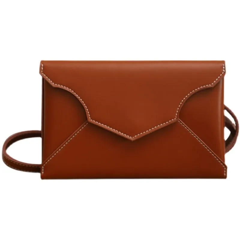 Cute Black LEATHER Envelope WOMEN SHOULDER BAG Handmade Slim Envelope Crossbody Purse FOR WOMEN