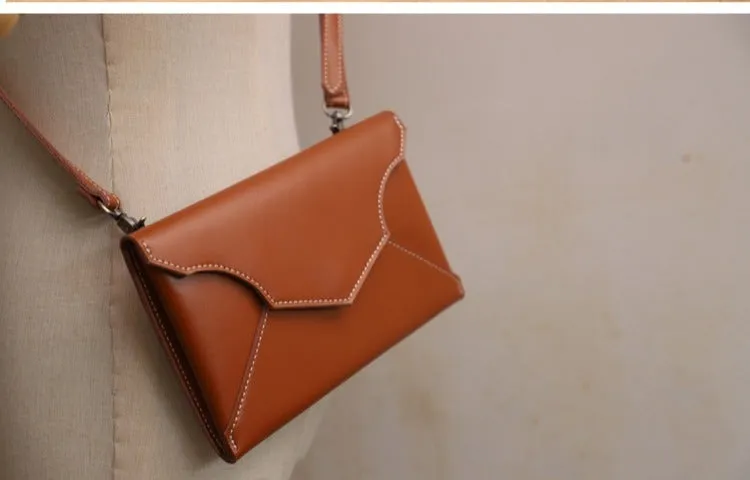 Cute Black LEATHER Envelope WOMEN SHOULDER BAG Handmade Slim Envelope Crossbody Purse FOR WOMEN