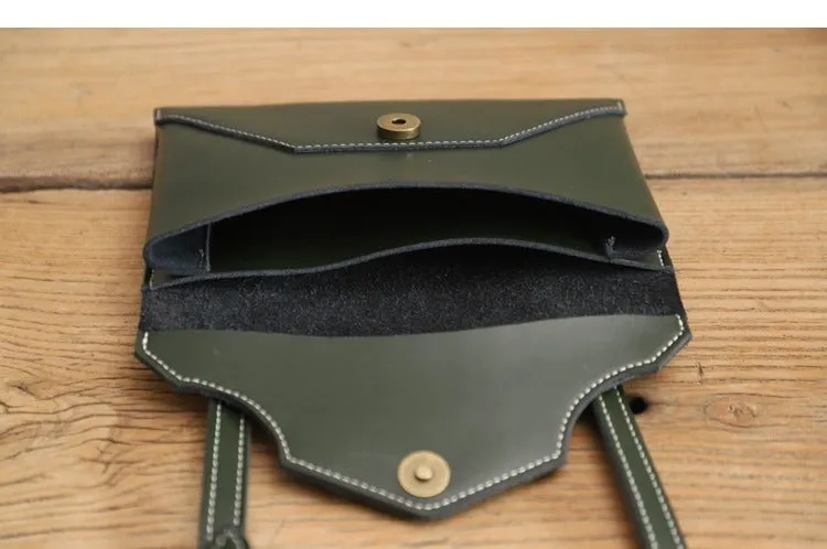 Cute Black LEATHER Envelope WOMEN SHOULDER BAG Handmade Slim Envelope Crossbody Purse FOR WOMEN