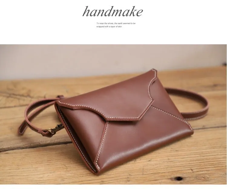 Cute Black LEATHER Envelope WOMEN SHOULDER BAG Handmade Slim Envelope Crossbody Purse FOR WOMEN