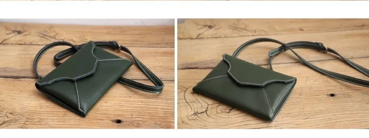 Cute Black LEATHER Envelope WOMEN SHOULDER BAG Handmade Slim Envelope Crossbody Purse FOR WOMEN