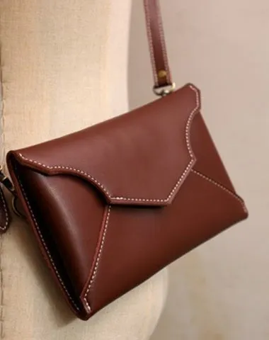Cute Black LEATHER Envelope WOMEN SHOULDER BAG Handmade Slim Envelope Crossbody Purse FOR WOMEN