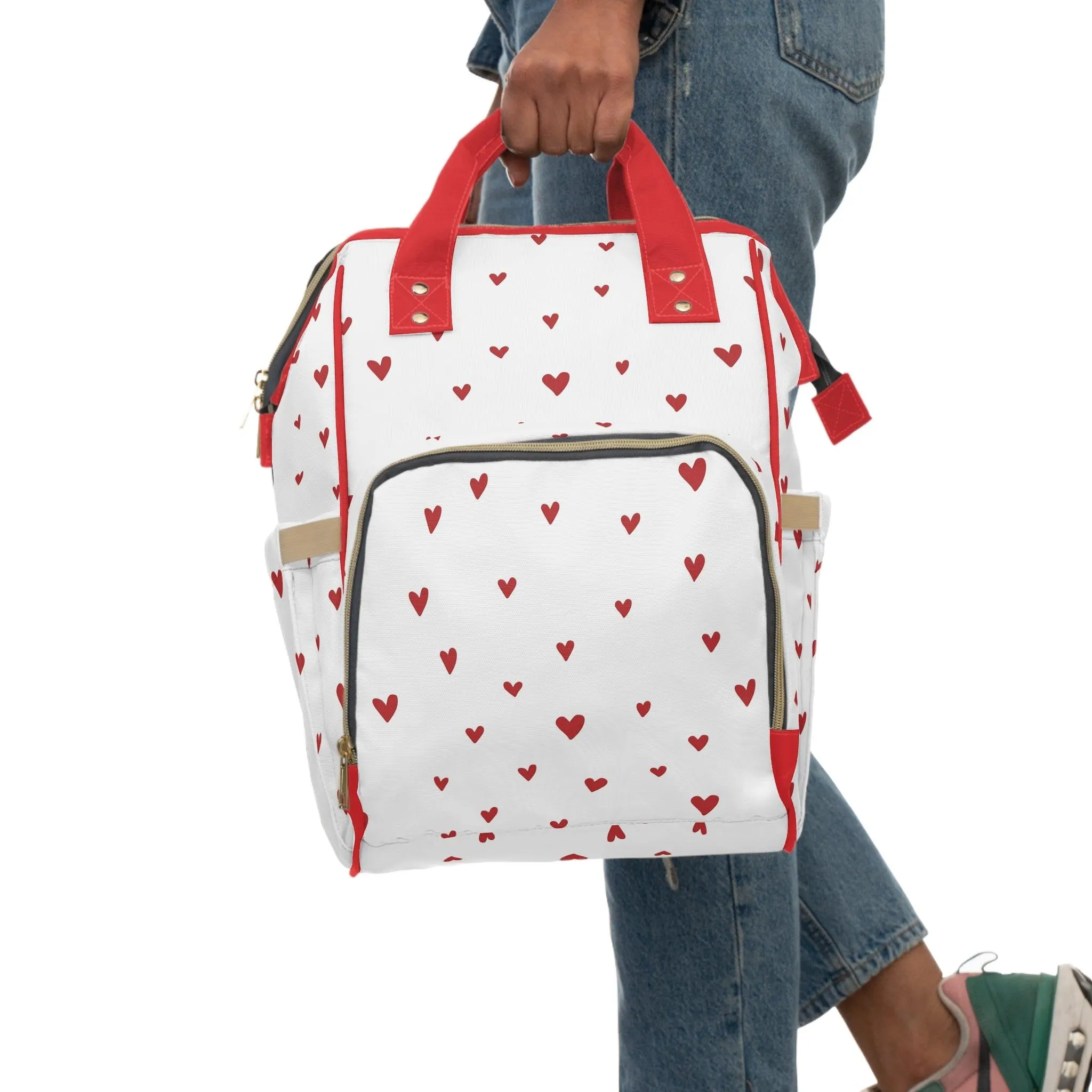 Deluxe Nylon Diaper Backpack with Elegant Heart Accent