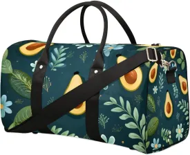 Foldable Travel Bag Avocado Flower Leaves Lightweight Carry On Bags for Airplanes Waterproof Travel Duffle Bag For Gym Weekend Overnight