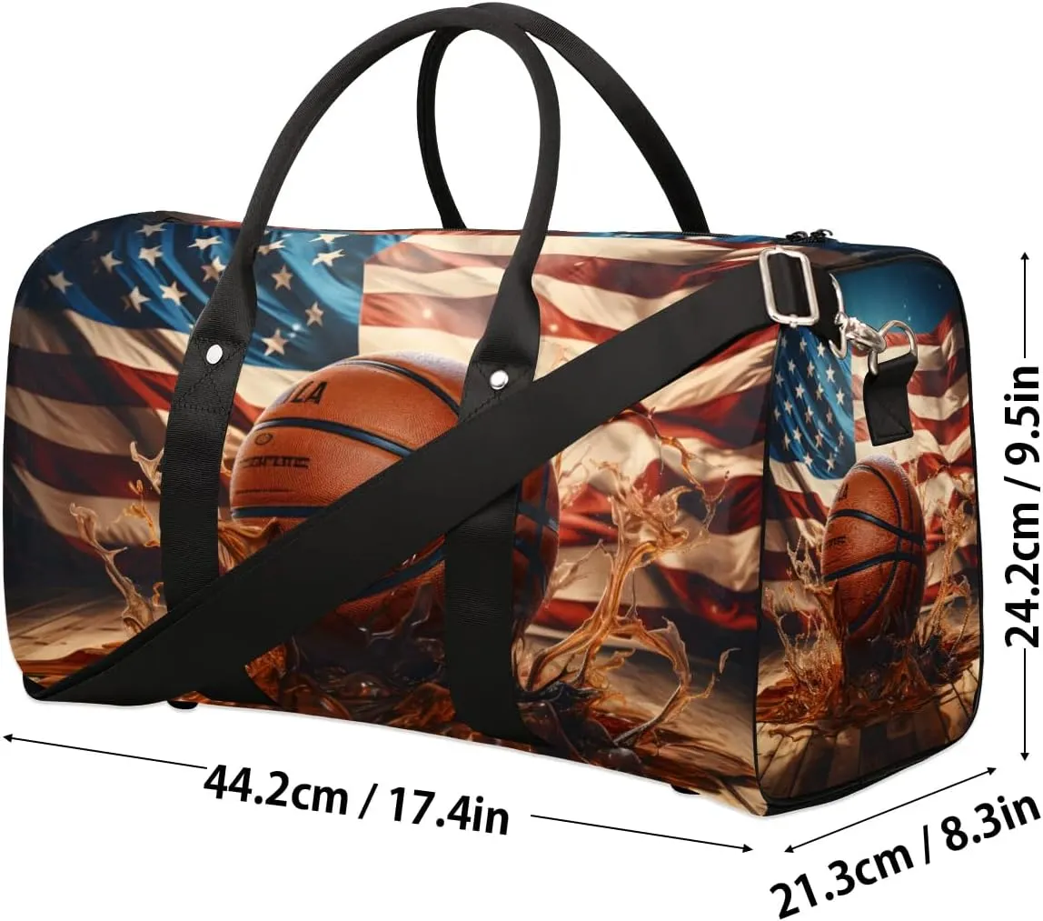 Foldable Travel Bag Basketball Design Lightweight Carry On Bags for Airplanes Waterproof Travel Duffle Bag For Gym Weekend Overnight