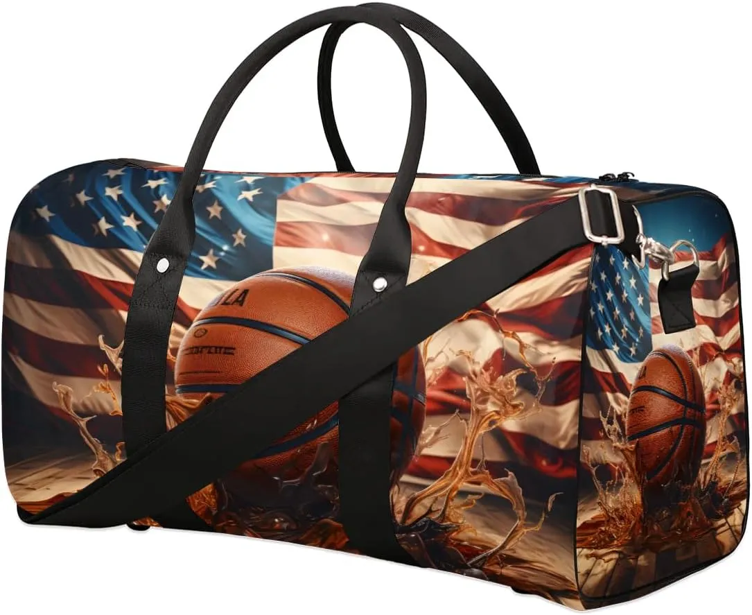 Foldable Travel Bag Basketball Design Lightweight Carry On Bags for Airplanes Waterproof Travel Duffle Bag For Gym Weekend Overnight