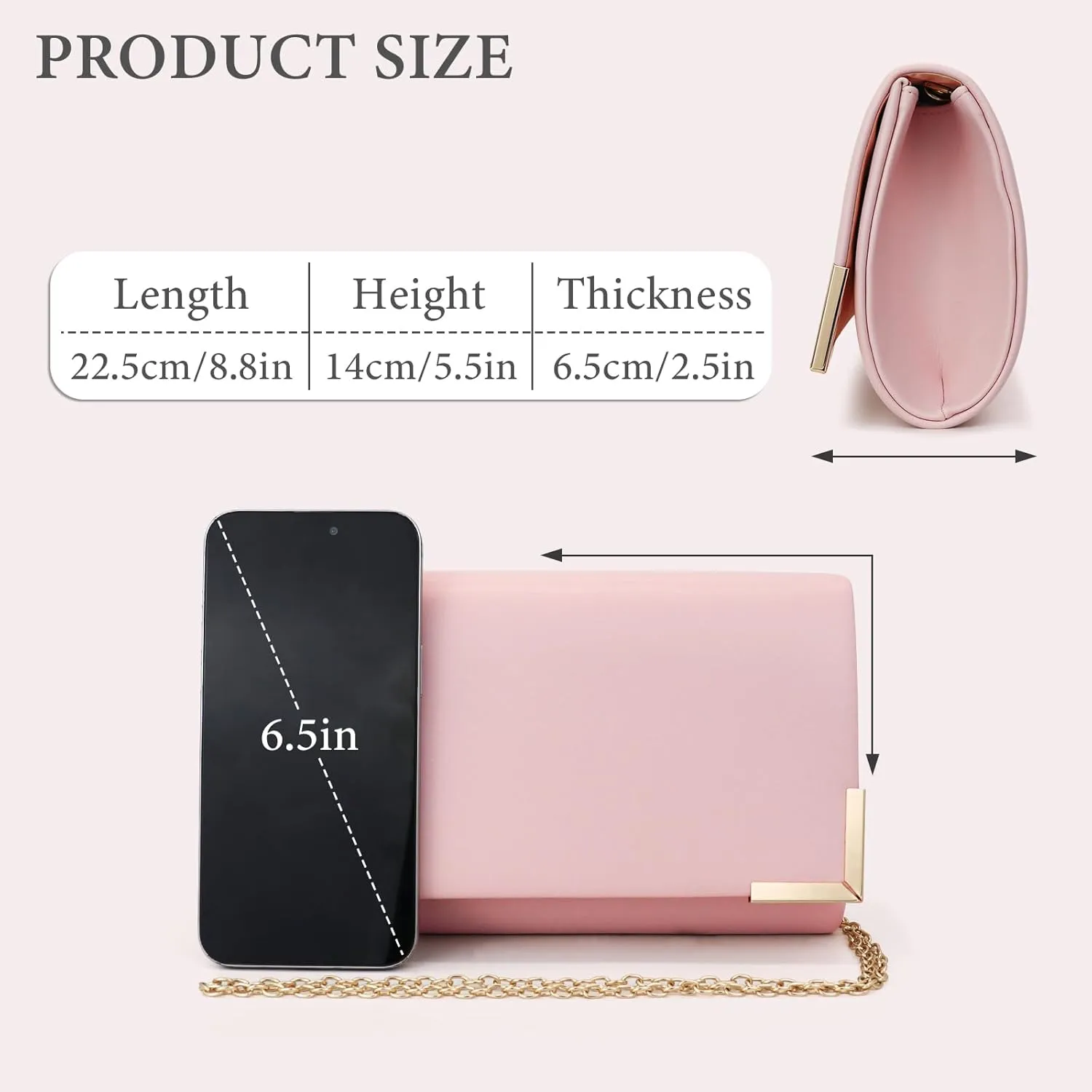 FuninCrea Clutch Purses for Women Elegant Evening Bag with 100cm Removable Chain, Flapover Shoulder Bag Women's Handbags