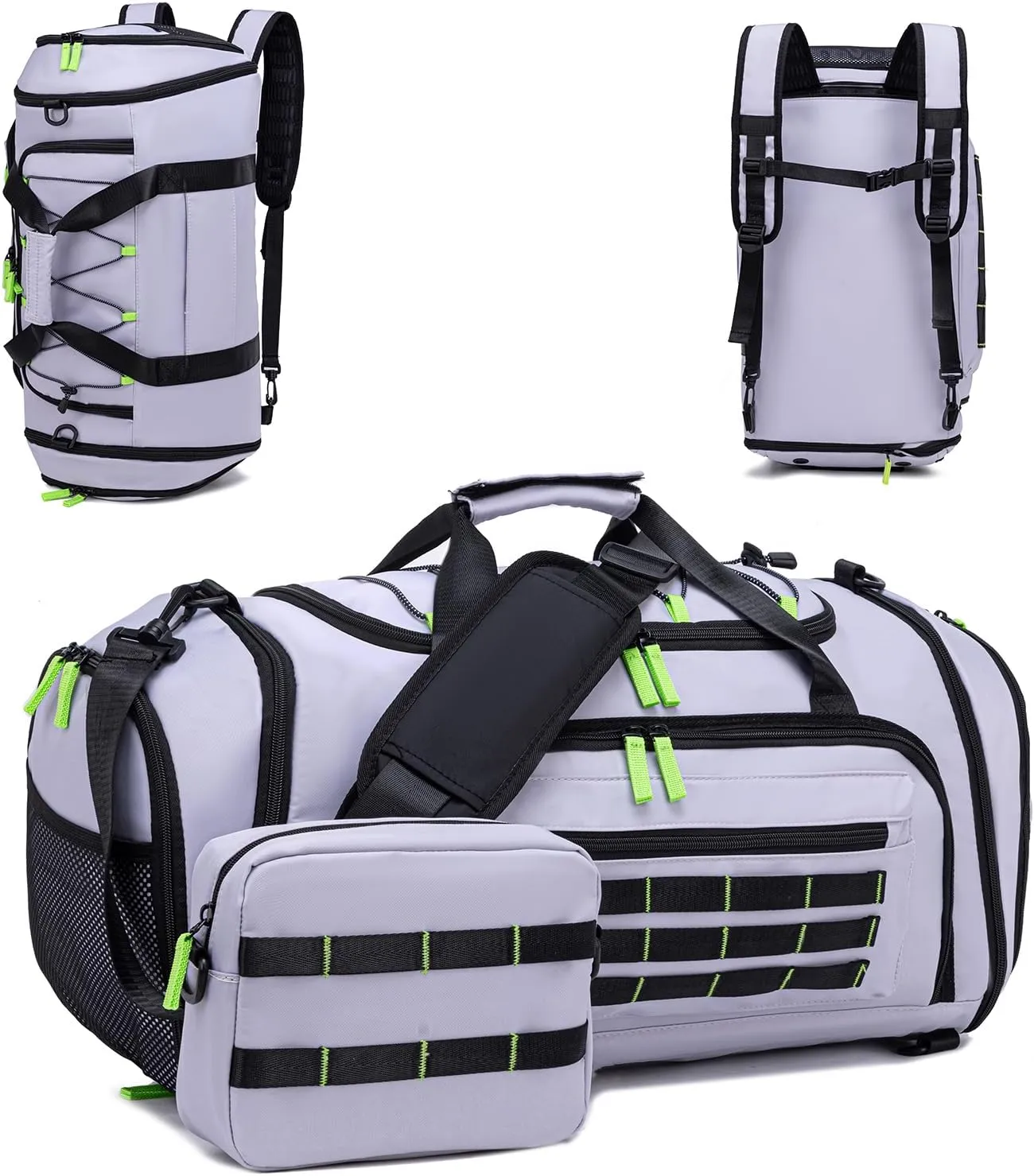 Gym Bags for Men & Women,46L Sports Travel Duffel Bag with Shoe Compartment,Expandable Carry On Weekender Bag for Airplane,Water Resistant Workout Overnight Backpack for Travel Gym,Grey